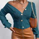 Frenchy cardigan informal de un solo botonadura de manga larga y unicolor para mujer, para otono/invierno