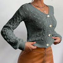 Frenchy cardigan informal de un solo botonadura de manga larga y unicolor para mujer, para otono/invierno