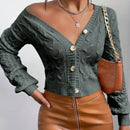 Frenchy cardigan informal de un solo botonadura de manga larga y unicolor para mujer, para otono/invierno