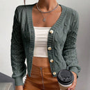 Frenchy cardigan informal de un solo botonadura de manga larga y unicolor para mujer, para otono/invierno