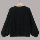 Lune nuevo sueter de punto informal con ajuste suelto, estilo de bloques de color clasico en negro y blanco. cardigan de punto oversize de moda para mujer, otono/invierno