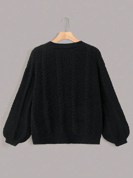 Lune nuevo sueter de punto informal con ajuste suelto, estilo de bloques de color clasico en negro y blanco. cardigan de punto oversize de moda para mujer, otono/invierno