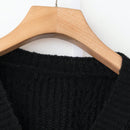 Lune nuevo sueter de punto informal con ajuste suelto, estilo de bloques de color clasico en negro y blanco. cardigan de punto oversize de moda para mujer, otono/invierno