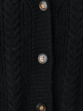 Lune nuevo sueter de punto informal con ajuste suelto, estilo de bloques de color clasico en negro y blanco. cardigan de punto oversize de moda para mujer, otono/invierno