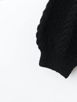 Lune nuevo sueter de punto informal con ajuste suelto, estilo de bloques de color clasico en negro y blanco. cardigan de punto oversize de moda para mujer, otono/invierno