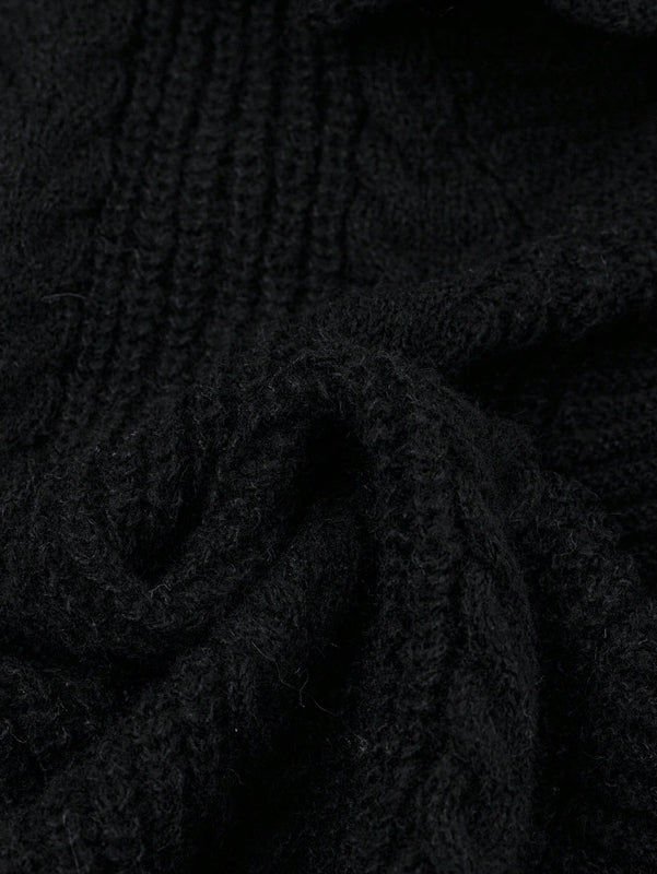 Lune nuevo sueter de punto informal con ajuste suelto, estilo de bloques de color clasico en negro y blanco. cardigan de punto oversize de moda para mujer, otono/invierno