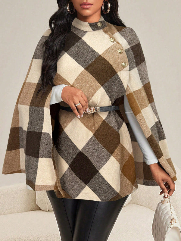 Lady abrigo de mujer de manga larga con cuello alto, botones dorados, estilo elegante para ocasiones casuales, de fiesta, boda, de oficina, en otono e invierno, en colores negro, blanco y gris, talla grande, nuevo.