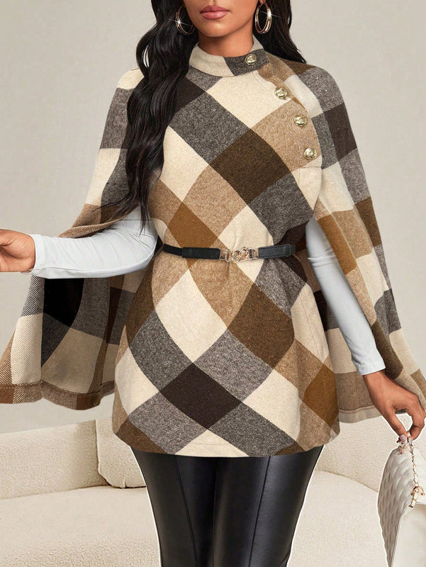 Lady abrigo de mujer de manga larga con cuello alto, botones dorados, estilo elegante para ocasiones casuales, de fiesta, boda, de oficina, en otono e invierno, en colores negro, blanco y gris, talla grande, nuevo.
