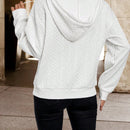 Lune sudadera con capucha de manga larga y hombros caidos para mujer, estampado floral minimalista y holgado, otono