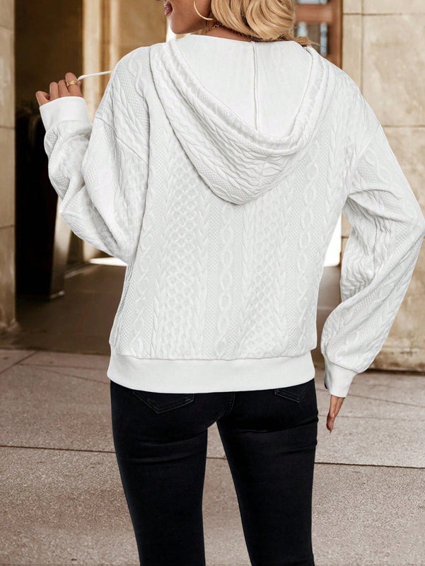 Lune sudadera con capucha de manga larga y hombros caidos para mujer, estampado floral minimalista y holgado, otono