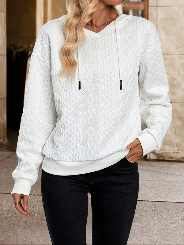 Lune sudadera con capucha de manga larga y hombros caidos para mujer, estampado floral minimalista y holgado, otono