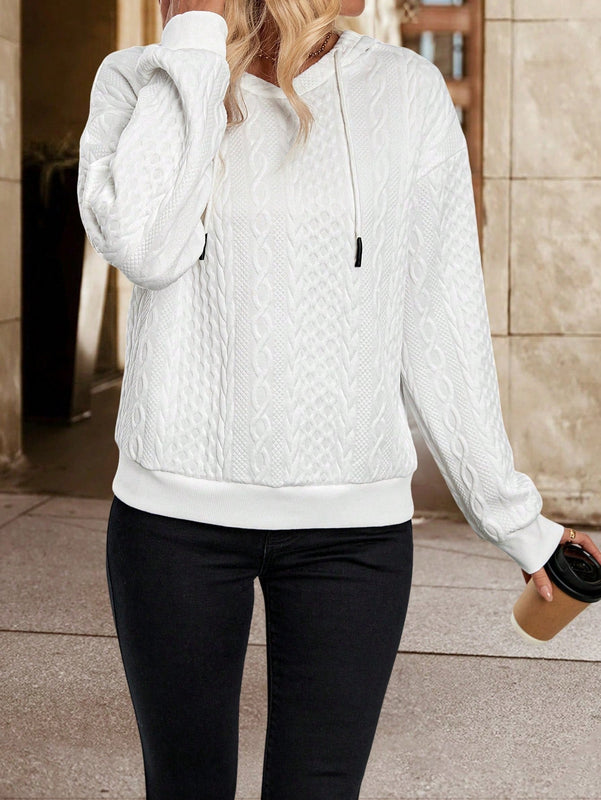 Lune sudadera con capucha de manga larga y hombros caidos para mujer, estampado floral minimalista y holgado, otono
