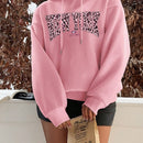 Ezwear sudadera holgada con capucha de felpa gruesa con estampado minimalista casual de leopardo y estrella en blanco para mujeres