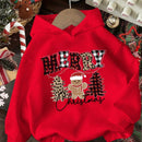 Ezwear sudadera con capucha de ajuste holgado y gruesa con estampado minimalista "feliz ano nuevo" de color rojo casual para mujer
