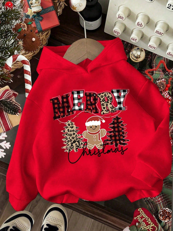 Ezwear sudadera con capucha de ajuste holgado y gruesa con estampado minimalista "feliz ano nuevo" de color rojo casual para mujer