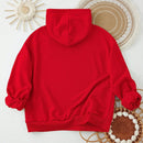 Ezwear sudadera con capucha de ajuste holgado y gruesa con estampado minimalista "feliz ano nuevo" de color rojo casual para mujer