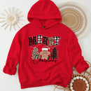 Ezwear sudadera con capucha de ajuste holgado y gruesa con estampado minimalista "feliz ano nuevo" de color rojo casual para mujer