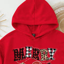 Ezwear sudadera con capucha de ajuste holgado y gruesa con estampado minimalista "feliz ano nuevo" de color rojo casual para mujer