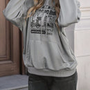 Essnce sudadera casual con capucha, de manga larga, con estampado de letra, hombros caidos y cordon, para otono/invierno, para mujer