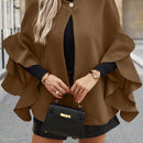 Clasi abrigo de lana elegante con cuello vuelto y abotonadura sencilla, en unicolor, para mujer, para otono/invierno