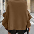 Clasi 1 pieza abrigo elegante de lana con un solo abotonadura, bajo con volantes y unicolor para mujer, otono/invierno