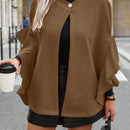 Clasi abrigo de lana elegante con cuello vuelto y abotonadura sencilla, en unicolor, para mujer, para otono/invierno