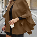 Clasi abrigo de lana elegante con cuello vuelto y abotonadura sencilla, en unicolor, para mujer, para otono/invierno
