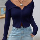 Ezwear chaqueta tipo cardigan de ajuste cenido con hombros descubiertos y cremallera