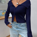 Ezwear chaqueta tipo cardigan de ajuste cenido con hombros descubiertos y cremallera