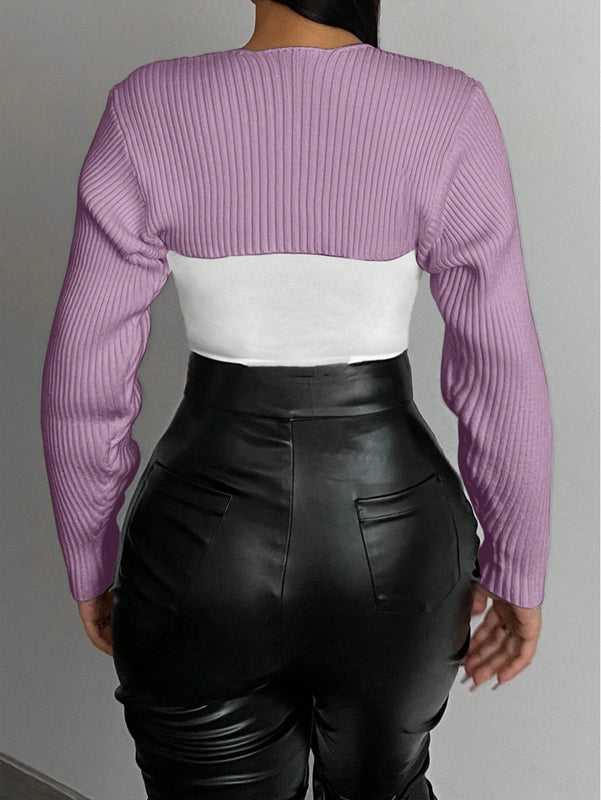 Foxxy cardigan de punto casual de unicolor con escote en v y manga larga para mujer, otono/invierno