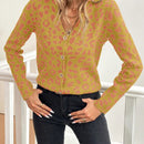Lune cardigan de mujer con estampado de leopardo, cuello en v, manga larga y abotonadura sencilla, para otono/invierno