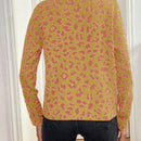 Lune cardigan de mujer con estampado de leopardo, cuello en v, manga larga y abotonadura sencilla, para otono/invierno