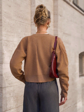 Cardigan con detalles de encaje de unicolor para mujer, apropiado para primavera y otono