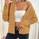 Lune cardigan de mujer con estampado de leopardo, cuello en v, manga larga y abotonadura sencilla, para otono/invierno