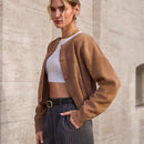 Cardigan con detalles de encaje de unicolor para mujer, apropiado para primavera y otono