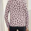 Lune cardigan de mujer con estampado de leopardo, cuello en v, manga larga y abotonadura sencilla, para otono/invierno