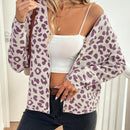 Lune cardigan de mujer con estampado de leopardo, cuello en v, manga larga y abotonadura sencilla, para otono/invierno