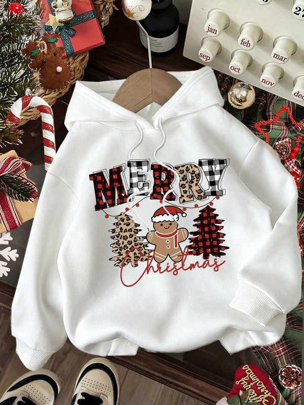 Ezwear sudadera holgada informal con capucha y estampado de arbol de navidad simple, adecuada para otono/invierno para mujeres