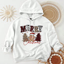 Ezwear jersey holgado de manga larga con estampado de arbol de navidad y texto "feliz navidad" en estilo minimalista y vintage con estampado de leopardo, para mujer