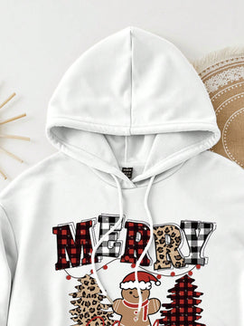 Ezwear sudadera con capucha de ajuste holgado y gruesa con estampado minimalista "feliz ano nuevo" de color rojo casual para mujer