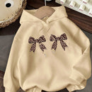 Attitoon sudadera holgada de manga larga con capucha, estampado de estilo minimalista de leopardo, para mujer, de otono/invierno
