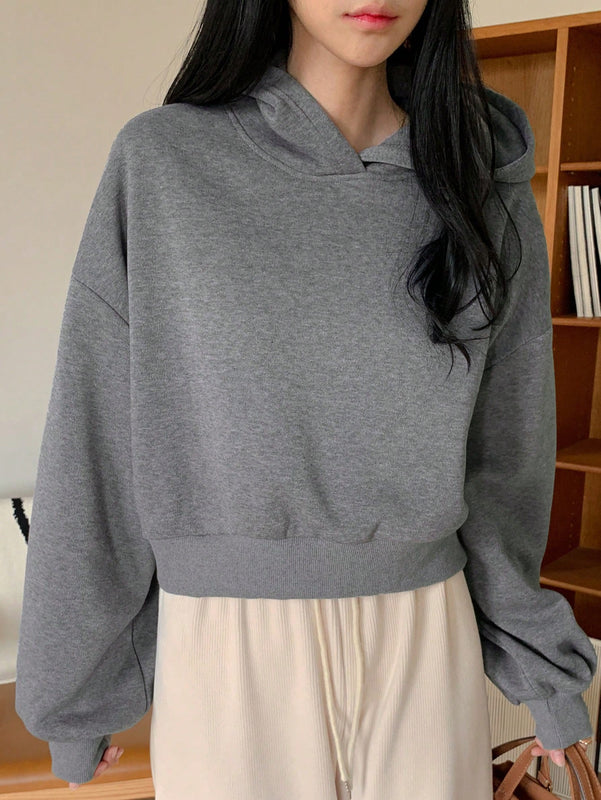 Dazy sudadera casual de cuello redondo clasica de felpa para mujer