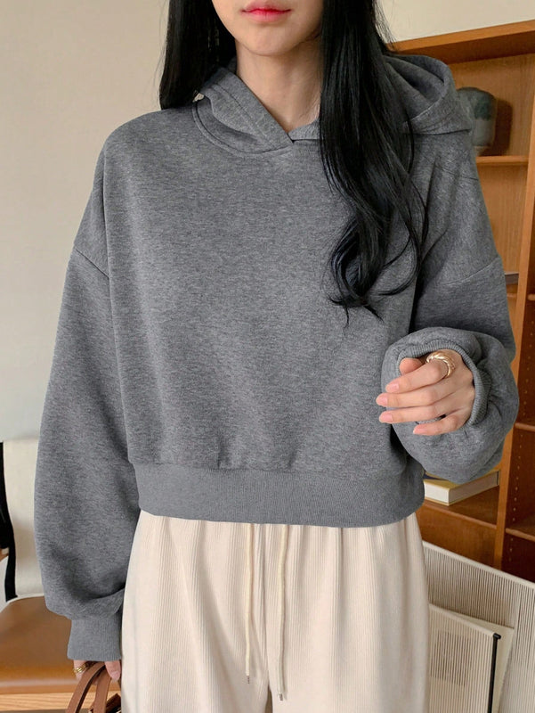 Dazy sudadera casual de cuello redondo clasica de felpa para mujer