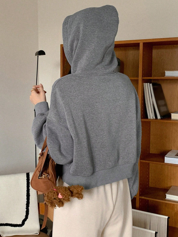 Dazy sudadera casual de cuello redondo clasica de felpa para mujer