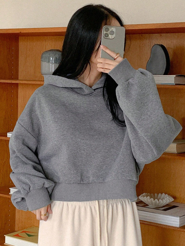 Dazy sudadera casual de cuello redondo clasica de felpa para mujer