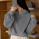 Dazy sudadera casual de cuello redondo clasica de felpa para mujer