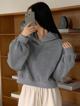 Dazy sudadera casual de cuello redondo clasica de felpa para mujer