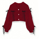 Essnce cardigan informal de mujer con un solo botonadura y lazo de cinta para otono/invierno