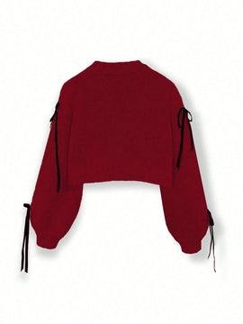 Essnce cardigan informal de mujer con un solo botonadura y lazo de cinta para otono/invierno