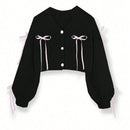 Essnce cardigan informal de mujer con un solo botonadura y lazo de cinta para otono/invierno